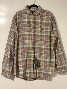 NWT Polo Ralph Lauren Men’s XXL Classic Fit Plaid Oxford Shirt Green Multi